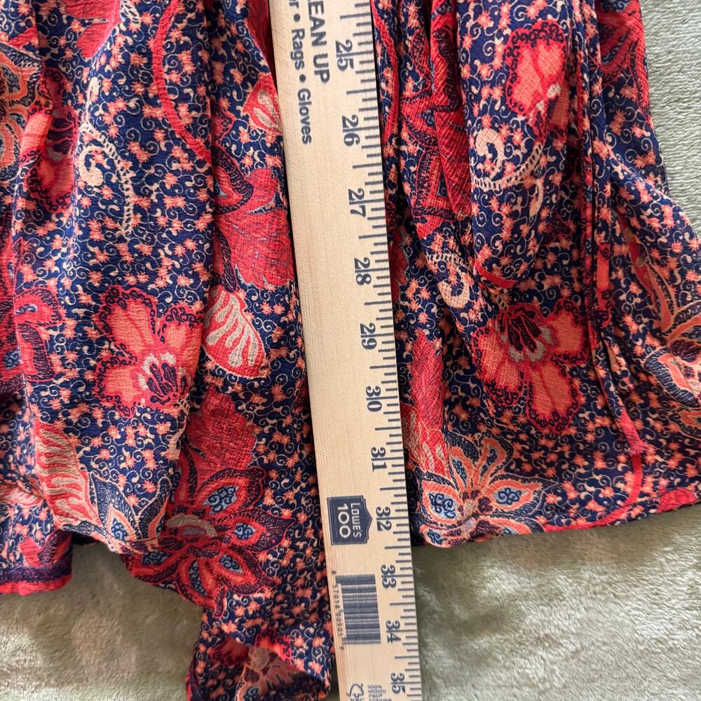 Free People Floral Paisley Mini Dress Surplice Long Sleeve Boho Festival - Picture 9 of 12